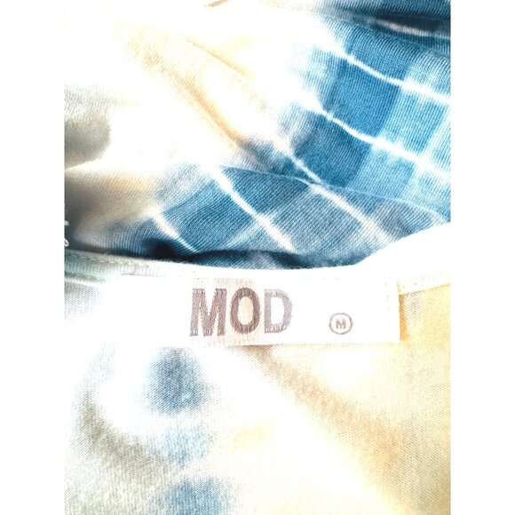 2/$25 MOD Tie-Dye Medium Sleeveless Deep Plunge V neck Rayon & Spandex Blue & Wh - Picture 3 of 12